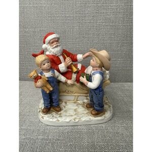 Home Interiors Denim Days "Santa's Visit" #8924 Porcelain 1985 Excellent